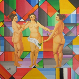 Sergio Roffe: 'TRES GRACIAS', 2011 Acrylic Painting, Figurative. Artist Description:  FIGURATIVE/ GEOMETRIC ABSTRACT ...