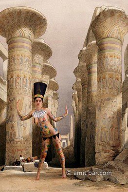 Amit Bar: 'nefertiti iv', 2019 Body Art, Nudes. Body- painted model at the tempel of Karnac, Thebes, Egypt...