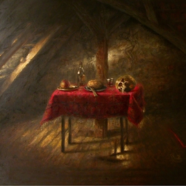 Arnold Ananicz Ananiczius: 'Interior', 2003 Oil Painting, Biblical. Artist Description:  Still life in the interiour. ...