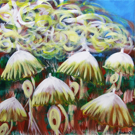 Andreea J: 'rainy day', 2015 Acrylic Painting, People. Artist Description:  people, abstract, rain, pollution, umbrella, ...