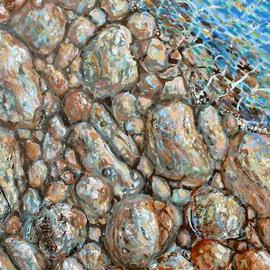 Andree Lisette Herz: 'Rocky shore', 2004 Mixed Media, Seascape. Artist Description: This is an acrylic painting on a gallery wrapped canvas. All sides are painted so no frame is needed....