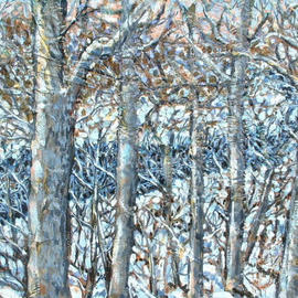 Andree Lisette Herz: 'snoweystream', 2002 Acrylic Painting, Landscape. Artist Description: acrylic on silk and board of sullivan county n. y. stream...