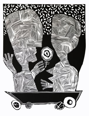 Andre Nod: 'love meeting', 2013 Linoleum Cut, Abstract Figurative. love journey...
