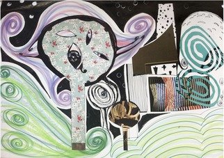 Irina Andreea Gherghel: 'landscape', 2014 Mixed Media, Abstract Landscape. Made from collage, ink drawing and other mixed tehniques. ...