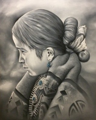 Angelo Lovato: 'little navajo girl', 2017 Oil Painting, Beauty. 