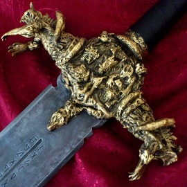 Angel Piangelo : 'DARK LEGACY Sword SCULPTED GOLD 22k', 2016 Steel Sculpture, Fantasy. Artist Description: SCULPTED ORIGINAL SWORD by Angel P. - GOLD PLATED 22k - REAL SWORD - UNIQUE in whole WORLD === A REAL ARTWORK GEM - DARK MEDIEVAL FANTASY ART - BREATHTAKING - SHOCKING - FANTASTIC - UNBELIEVABLE There is NO ONE else in recent History that has made a real SCULPTED SWORD and probably NO ONE else can ...