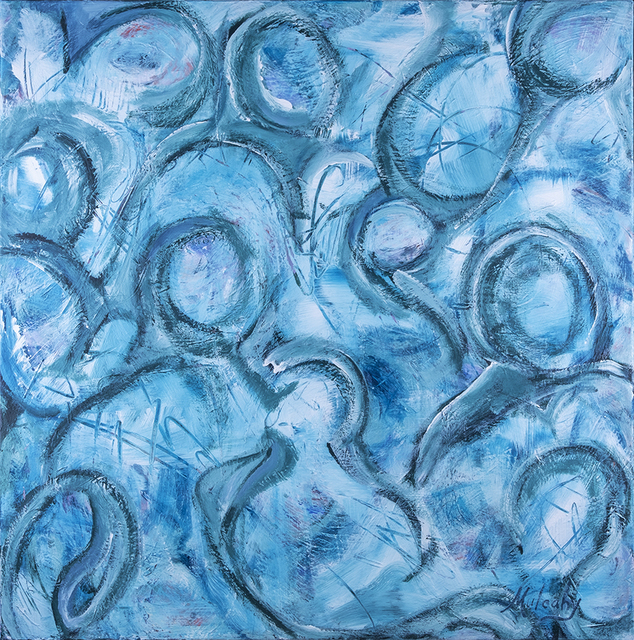 Andrea Mulcahy  'Swimming Upstream', created in 2019, Original Painting Oil.