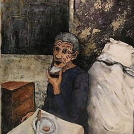 Anna-marie Lopez: 'vieja', 2001 Acrylic Painting, Family. Artist Description: We forget those with less. ...