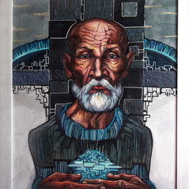 Anna Reztsova: 'stranger', 2003 Acrylic Painting, Portrait. Artist Description: psychedelic, psychological portrate...