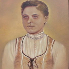 Antoniu Marjai: 'Transsylvanian lady', 2010 Oil Painting, Portrait. 