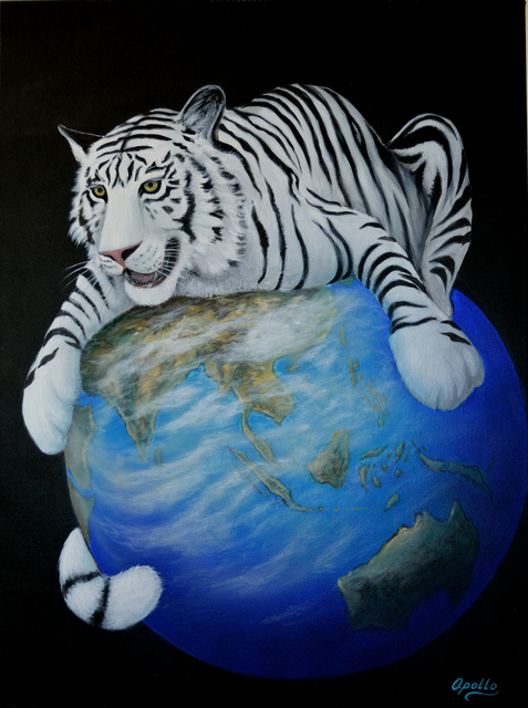 Environmental Artist Apollo  'Protecting The Planet', created in 2010, Original Mixed Media.