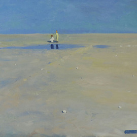 Igor Sokolov: 'the spirit of the lost sea', 2020 Oil Painting, Seascape. Artist Description: The Aral Sea straddles Kazakhstan and Uzbekistan and for thousands of years was fed by two major rivers, the Amu Darya and the Syr Darya. Having no outflow, the seaaEURtms water level was maintained through a natural balance between inflow and evaporation.When Alexander the Great conquered ...