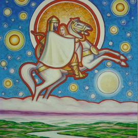 Ivan Arabadzhiev: 'The Wings of Love', 2004 Oil Painting, Spiritual. Artist Description:   Man, horse, human, knight, love, light, ...