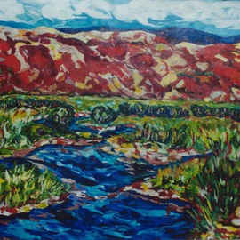 Mary Hatch: 'Meandering Stream', 2016 Acrylic Painting, Landscape. Artist Description:  Part of the New Mexico Series. Painting of the Southwest. Brilliant colors, inspired by the mountains in the area. ...