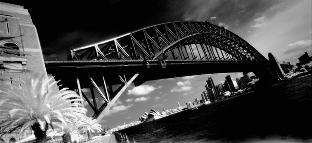Arsen Revazov  'Sidney Palms And Bridge', created in 2015, Original Photography Black and White.