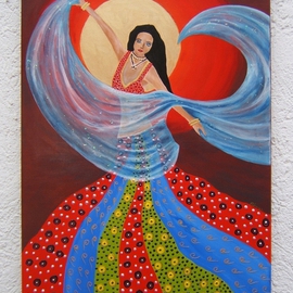 Amans Honigsperger: 'Blue Veil Dancer', 2012 Acrylic Painting, Dance. Artist Description: The idea for the painting came after a friend decided to take up belly- dancing lessons. ...
