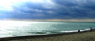 Linda Tenenbaum: 'Stormy Weather', 2007 Color Photograph, Landscape.  Even wintertime at the beach has a certain beauty of its own. The dark clouds create a soft azure hue in the water. This giclee print on watercolor paper has the lush look of a watercolor print. ...