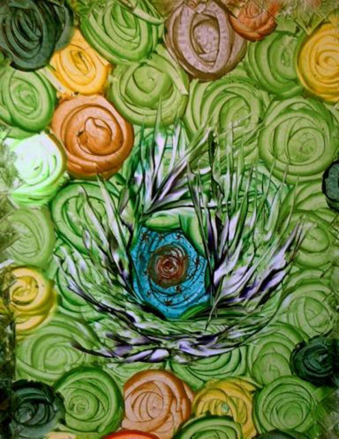 Artist Gudrun Ploetz. 'Bed Of Roses' Artwork Image, Created in 2002, Original Painting Encaustic. #art #artist