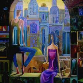 Izya Shlosberg: 'Evening for my Son', 2007 Other Painting, Fantasy. 