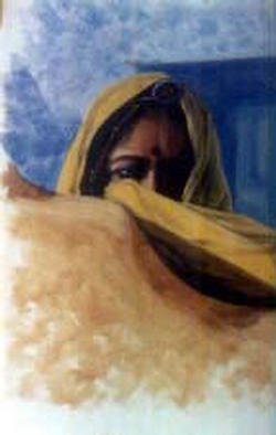 Shaukat Mulla: 'waiting', 2003 Oil Painting, Figurative. 
