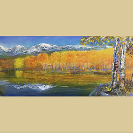 Jack Diamond: 'high country', 2017 Acrylic Painting, Landscape. Artist Description: JACK DIAMOND, LANDSCAPE, PAINTING, AUTUMN, FALL, COLORS, TREES, LAKE, MOUNTAINS, birch, leaves, blue sky, snow...