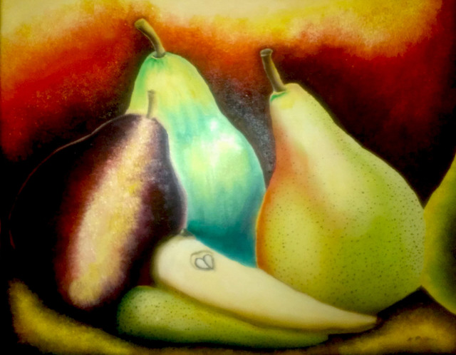 Artist Katie Puenner. 'Pear Trio' Artwork Image, Created in 2015, Original Painting Oil. #art #artist