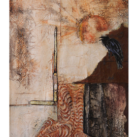 Frank Hoffmann: 'ravens call', 2016 Mixed Media, Abstract. Artist Description:     Abstract, real silver, rust, beige   ...