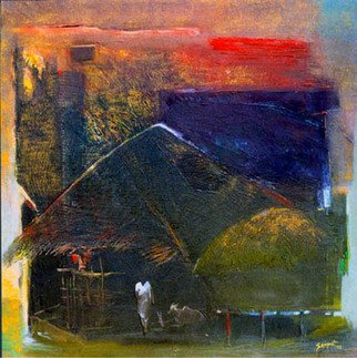Sampat Nayakawadi: 'grass roof,2001', 2001 Oil Painting, Abstract Landscape.  In indian village I have seen a grass hut in Konkan that related in west Maharashtra ...