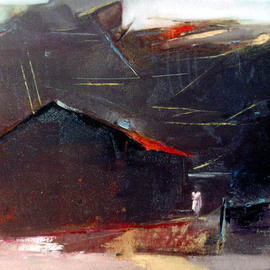 Sampat Nayakawadi: 'singing lines,2001', 2001 Oil Painting, Abstract Landscape. Artist Description:  In moon light, the roof creat a lines that is singings. see my statment ...