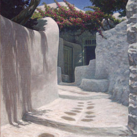 Brian Aurelio Piccini: 'Cycladic Alley', 2006 Acrylic Painting, Scenic. Artist Description:  mykonos, cyclades, greece...