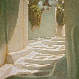 Brian Aurelio Piccini: 'Steps III', 2012 Acrylic Painting, Scenic. Artist Description:     mykonos, cyclades, greece      ...