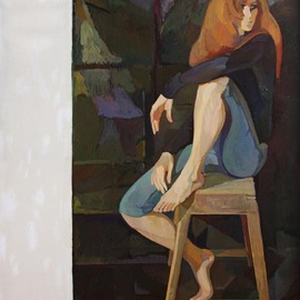 Ludmila Guryeva: 'Spots', 2007 Oil Painting, Portrait. 