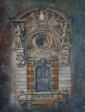 Tatiana Ilina: 'casino', 2017 Acrylic Painting, Architecture. signboard, window, casino, Old town, architecture, architectural detail, balcony, ...