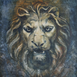 Tatiana Ilina: 'mascaron de leon 2', 2017 Acrylic Painting, Architecture. Artist Description: symbolism, mascaron, architecture, architectural detail, leo, detail, animals, ...