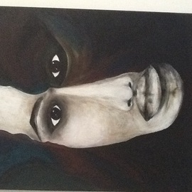 Jutta Tekaat: 'Dark vision', 2014 Acrylic Painting, Atmosphere. Artist Description:  Portrait, darkness, figurative    ...