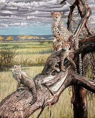Judith Smith Wilson: 'Once, Twice, Three Times A Cheetah', 2015 Watercolor, Wildlife. 
