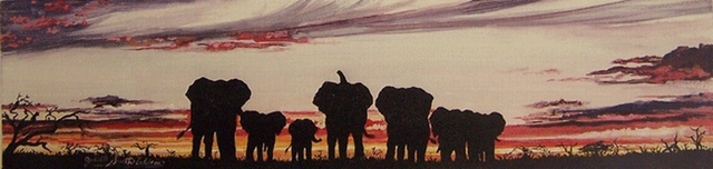 Artist Judith Smith Wilson. 'Savutis Elephants' Artwork Image, Created in 2000, Original Pastel. #art #artist