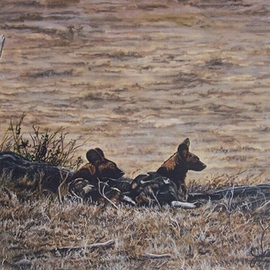 Judith Smith Wilson: 'Wild Dogs of Africa', 2001 Watercolor, Wildlife. Artist Description:  African Wild Dogs. Painting done from a photo taken by Judith Smith Wilson on one of her trips to Kenya, East Africa.  Original $l, 600. 00.  Open Edition Print  $45. 00...