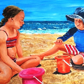 Eli Gross: 'On the seashore of endless worlds children meet', 2016 Acrylic Painting, Impressionism. Artist Description:  On the seashore of endless worlds children meet - 2 Rabindranath Tagore ...