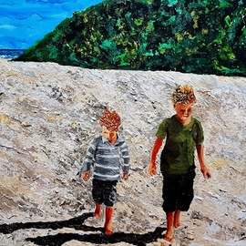 Eli Gross: 'on a voyage of discovery', 2018 Acrylic Painting, Seascape. Artist Description: Daniel, Jordan, New Zealand, sea shore...