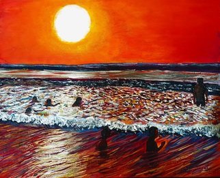 Eli Gross: 'sunset', 2018 Acrylic Painting, Beach. Summer sunset at Netanya beach...