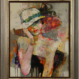 Victor Sheleg: 'old fashioned lady', 2023 Oil Painting, Portrait. Artist Description: I experiments with complex texturesaEUR