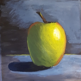 Natalya Sintsova: 'apple', 2020 Acrylic Painting, Food. Artist Description: paintingshadowstill- lifecanvasgreen appleappleflarefruitgreenimaginationminimalismone...
