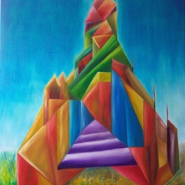 Juergen W.d. Stieler: 'Babel', 2007 Oil Painting, Other. Artist Description:  to show the fickle colored appearance of megalomania can have;oil over acrylics on canvas ...