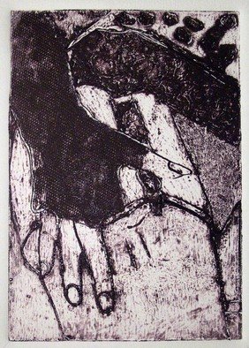 Juergen W.d. Stieler: 'High Noon', 2007 Other Printmaking, Erotic.  Inspired by a legendary western . . .Collagraph print on Hahnemuhle copperprint paper, plate ( picture) size is 15 x 21 cm ...