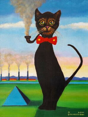 Nikola Golubovski: 'the king of factories', 2022 Acrylic Painting, Cats. cat...