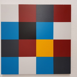 A R T U S: '4 mal 4 001', 2021 Acrylic Painting, Geometric. Artist Description: My work is inspired by Bauhaus - Josef Albers - Richard Paul Lohse - Johannes Itten - Gerhard Richter - Mondrian - Theo van Doesburg - Paul Klee I hope my viewers feel the interaction between figure, shape - and the amorphous room of random possibilities I chose hard edge painting as the best mode, to ...