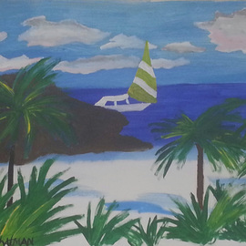 Michael Chatman: 'Tropical Dream', 2013 Acrylic Painting, Impressionism. Artist Description:            An acrylic painting of a tropical beach scene ...