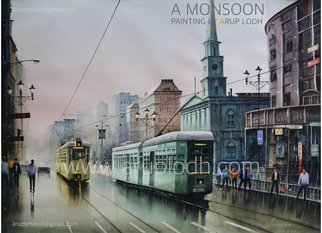 Arup Lodh: 'a monsoon kolkata', 2013 Watercolor, Cityscape. Artist Description: Recreate the Magic of EnjoyingKolkata - a word woven with mystery. A city with as many unique interpretations as its people. Italways remained at the center of our curiosities and discussions. There is one more Kolkata which is being passed over to us through stories and tales ...