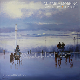 Arup Lodh: 'an early morning kolkata', 2016 Acrylic Painting, Cityscape. Artist Description: Recreate the Magic of EnjoyingKolkata - a word woven with mystery. A city with as many unique interpretations as its people. Italways remained at the center of our curiosities and discussions. There is one more Kolkata which is being passed over to us through stories and tales ...